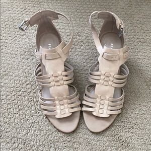 Leather, strappy, wedge sandals